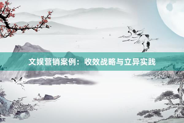 文娱营销案例：收效战略与立异实践
